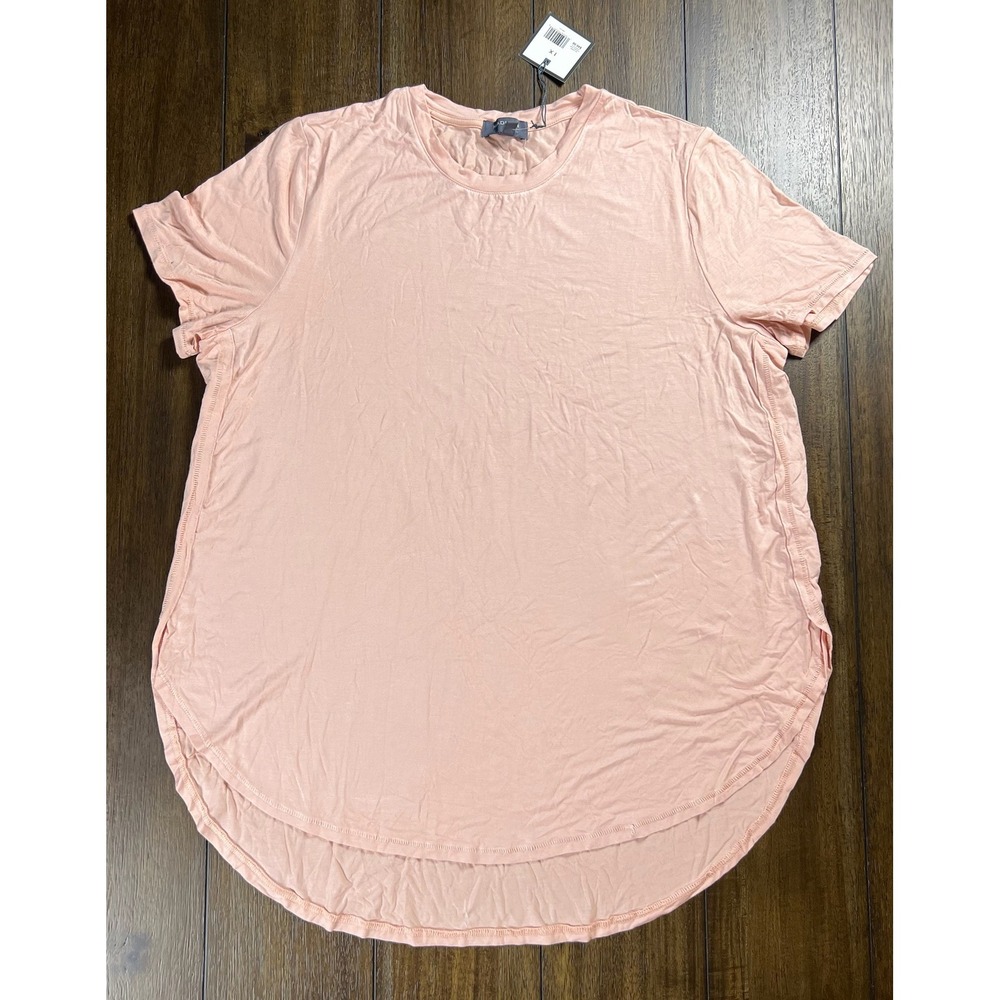Madison Curvy Evening Sand Pink Short Sleeve High Low Hem Tee Shirt 1X NEW